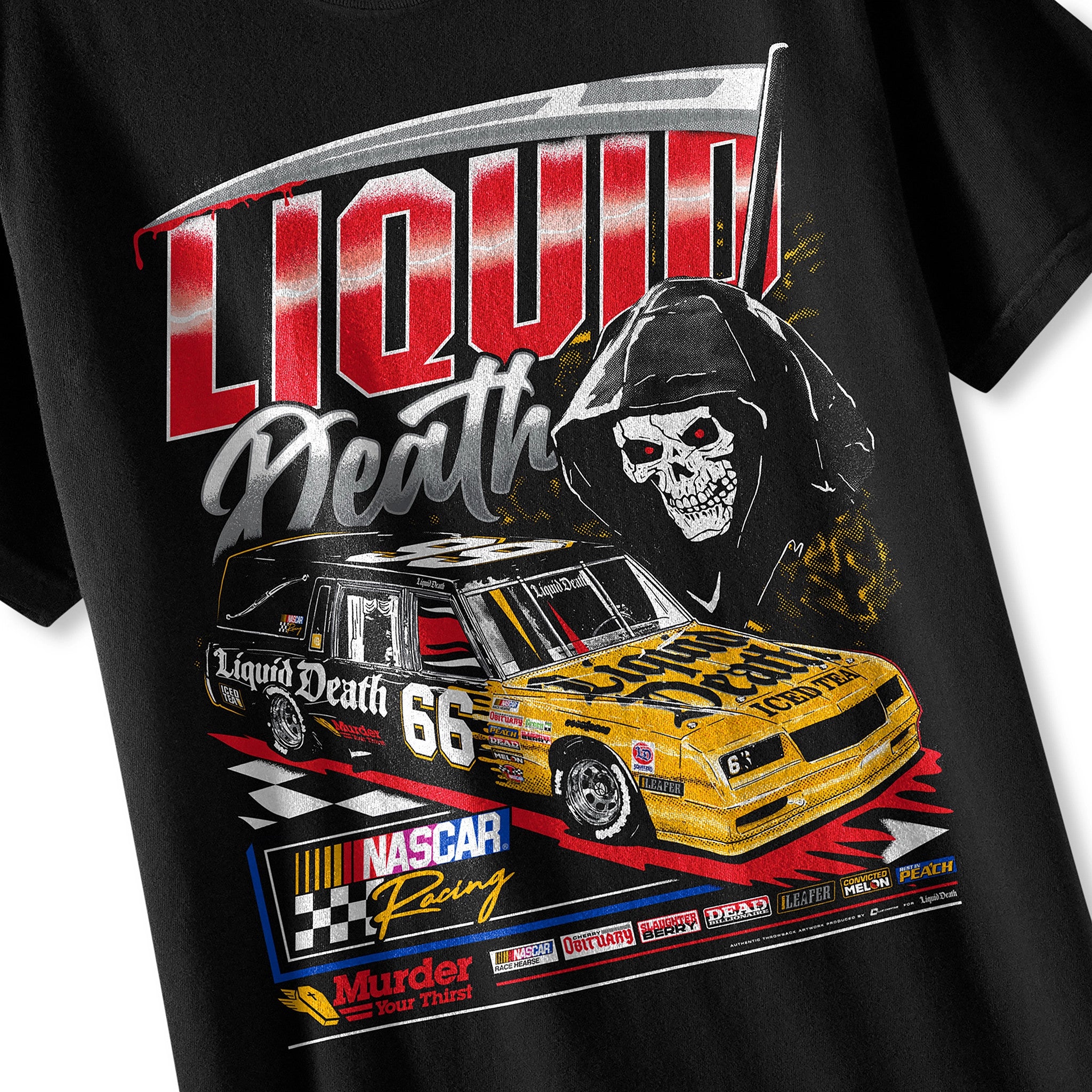 Alternative view of Liquid Death x NASCAR Thirst Hearse Tee